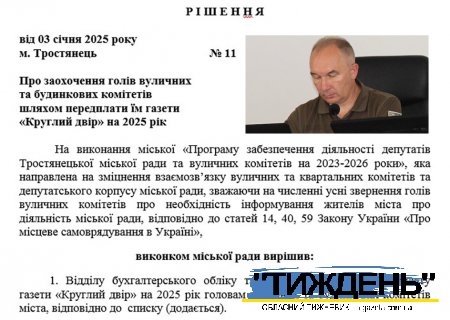 Тростянецька міськрада з бюджету передплатила всім вуличкомам лояльну до себе газету